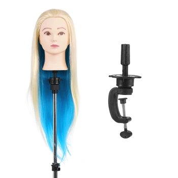 

Professional 27" Mannequin Head Blue+Gold Hairdressing Training Head Hair Braiding Styling Practice Dummy Head Model With Clamp