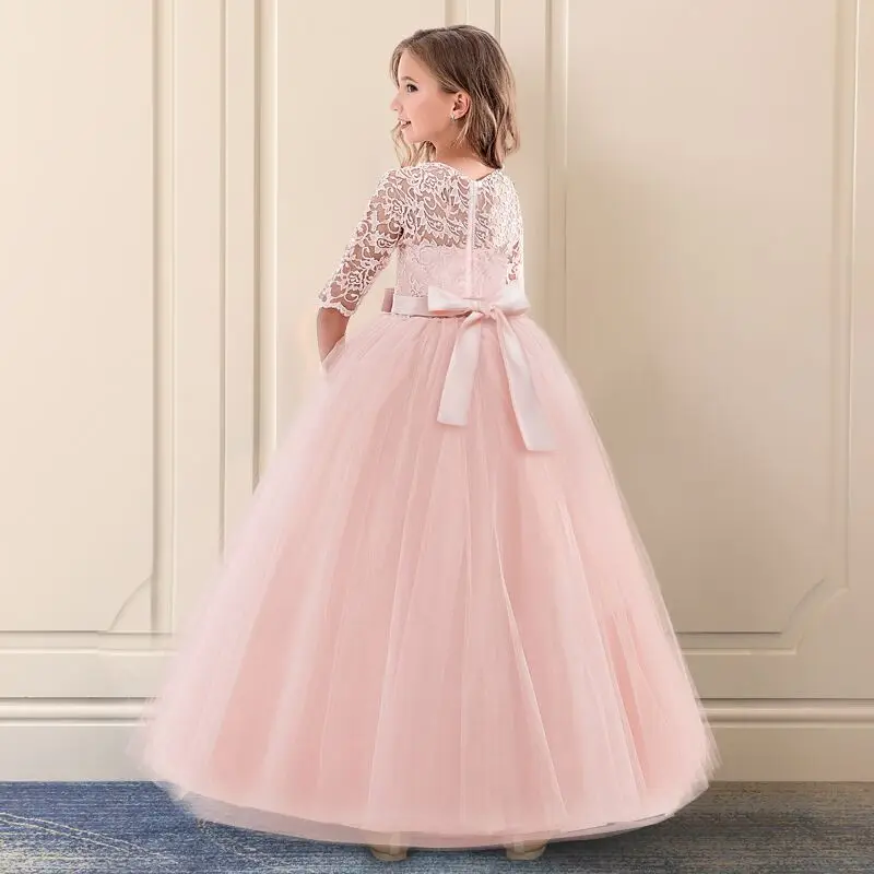 Girls Pink Tulle Lace Dress for Weddings, Parties, and Princess Events - Infant, Fancy, Autumn Costume - Kids Party and Ceremony Clothing image 5