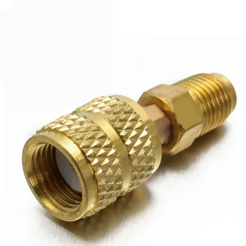 

1x Brass Air Conditioners Adapter R410a Connector Adapter 1/4 inch Male to 5/16 inch SAE Female Charging Hose to Vacuum Pump