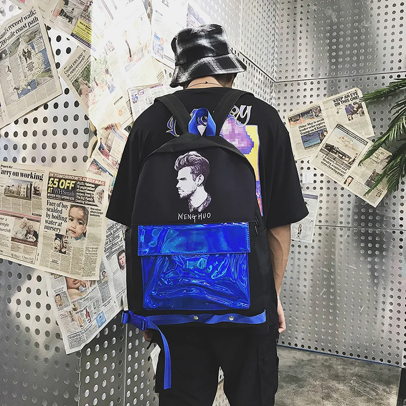 Menghuo Patchwork Women Backpack Laser Holographic Bag Mochila Feminino Silver Multicolor School Bags Leather Daypack Olografico (43)