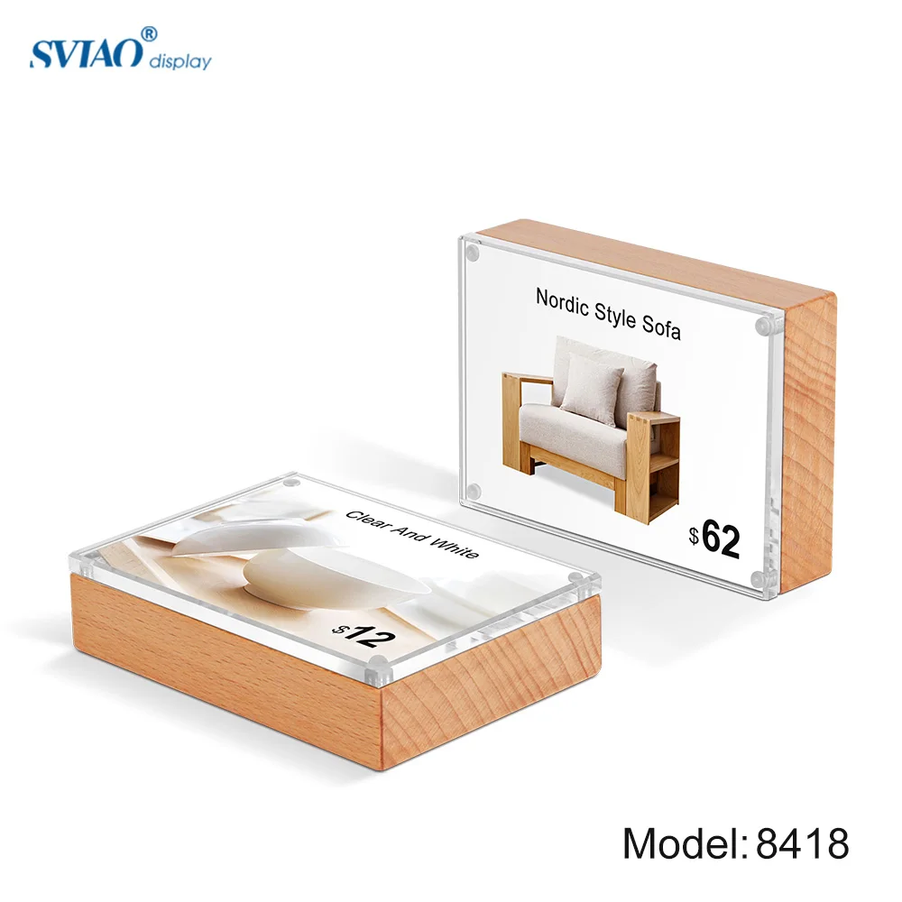 

10x7cm Table Stand Card ID Display Upright Photo Frame Acrylic Sign Holder Picture Price Tag Label Sign Frame