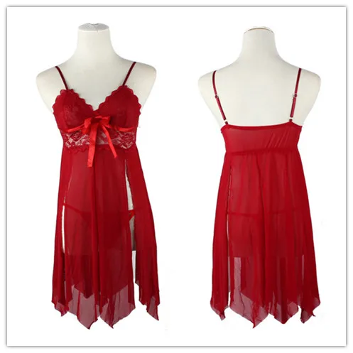 New Sexy Babydoll Sleepwear Night G String Set Women Red Nightgowns Party Favor Game Clothes