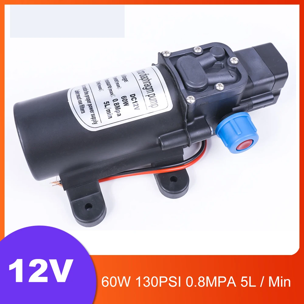 

DC 12V 60W 130PSI 0.8MPA 5L / Min Water High Pressure Diaphragm Pump Self-Priming Pump Automatic Switch For Garden Wagon Camper