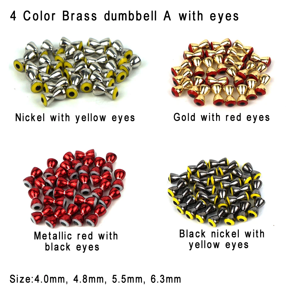 Aventik 25pc Brass Dumbbell Fish Eyes - Realistic Fly Tying Lure