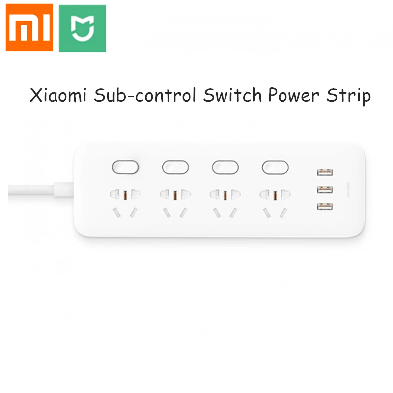 

Original Xiaomi Mijia Mi Power Strip 2.1A Fast Charging 3 USB Extension Cord Plug Standard Electrical Sockets Sub-Control Switch