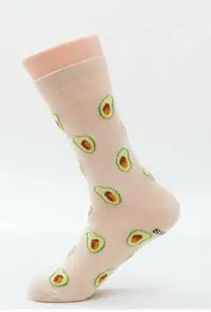 Женские носки с забавными милыми мультяшными фруктами, бананом, авокадо, лимоном, яйцом, печеньем, пончиками, едой, счастливым японским Харадзюку, хип-хоп хлопковые носки - Цвет: Avocado