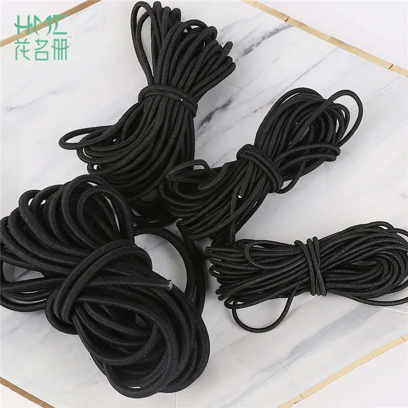 

Hot 2M/bag Black Multi Size 1/1.5/2/2.5/3/4/5mm Round Elastic Band Elastic Rope Rubber Band Elastic Line DIY Sewing Accessories