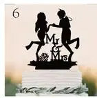 Свадебный торт Топпер силуэт Жених и невеста с "Mr& Mrs" акриловый Топпер для торта - Цвет: 6