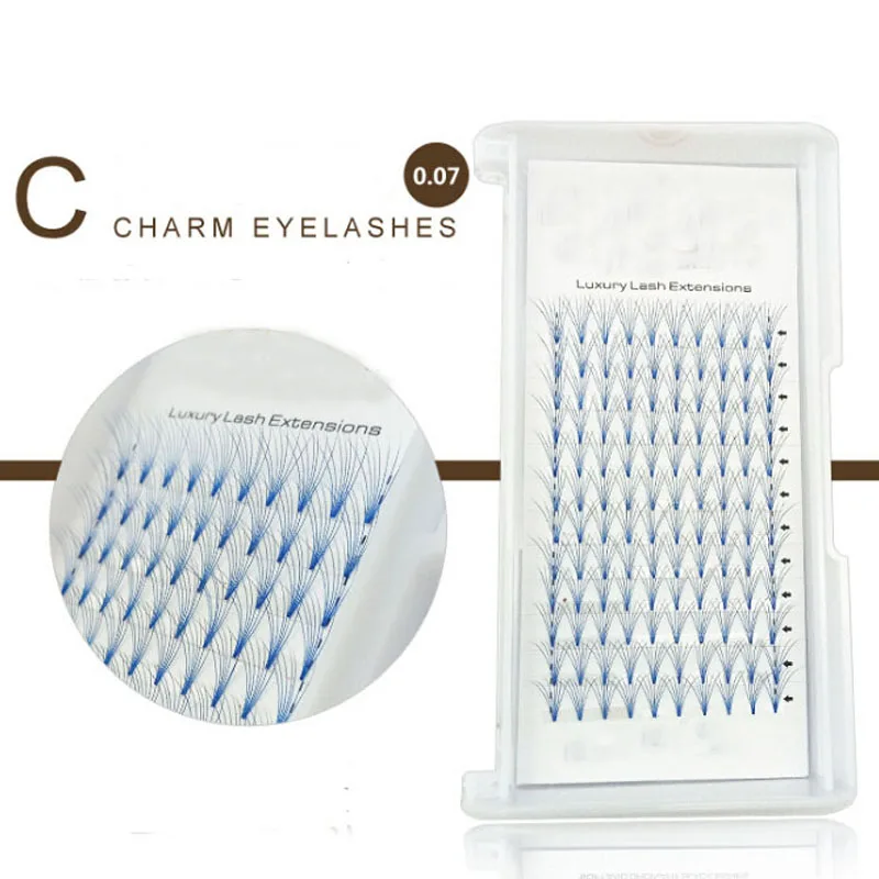 

2019 NEW Blue Color False Eyelash 7D Russian Volume Eyelashes Extension Pre made Fans Lash Eyelash Individual Extensions