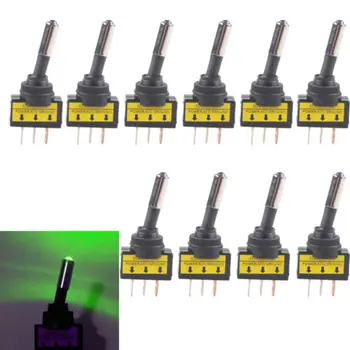 

10 X DC 12V 20A Car Motor Green red yellow blue LED Light Toggle Rocker Switch SPST ON/OFF