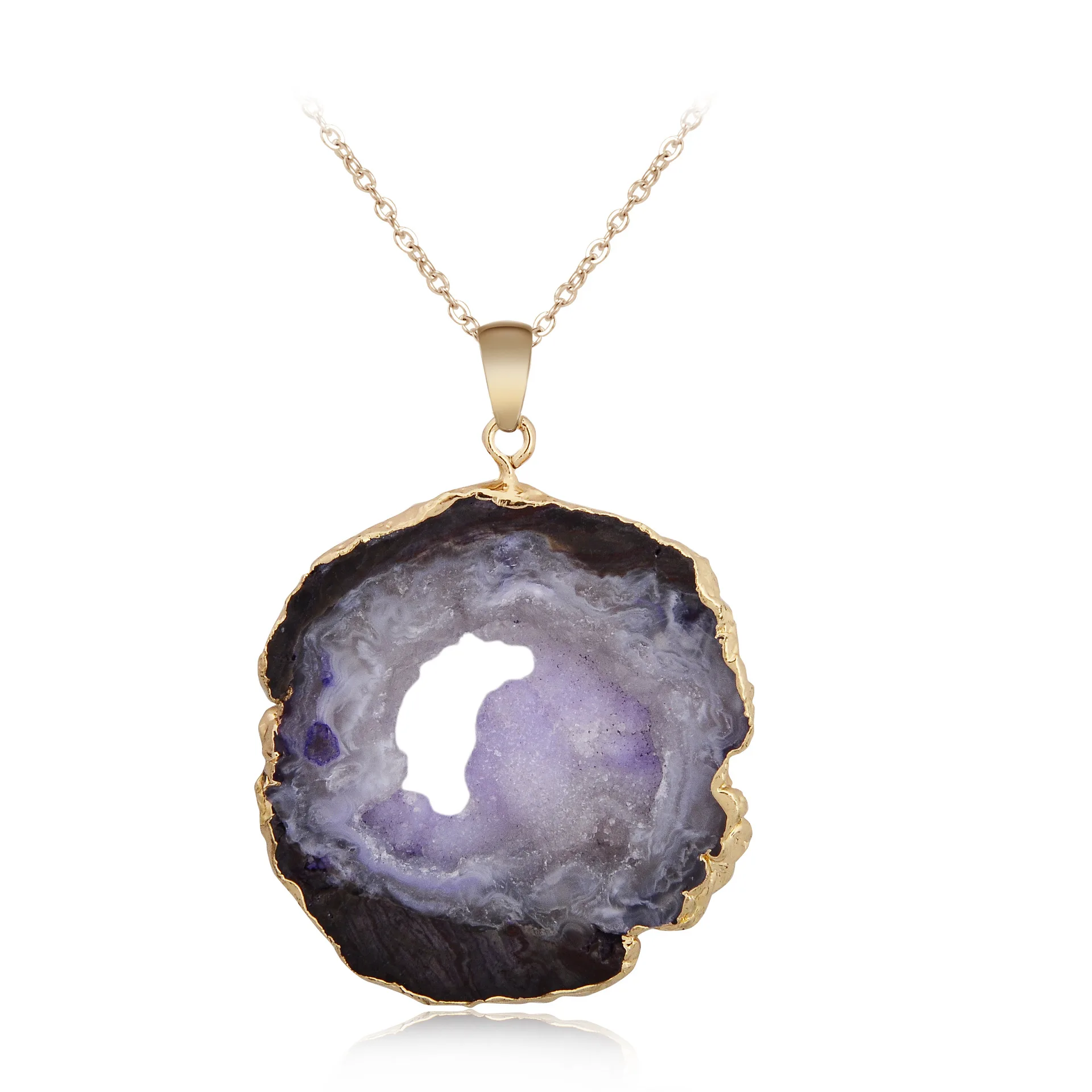 Женские Подвески Geode Drusy Druzys розовые желтые натуральные бразильские золотого