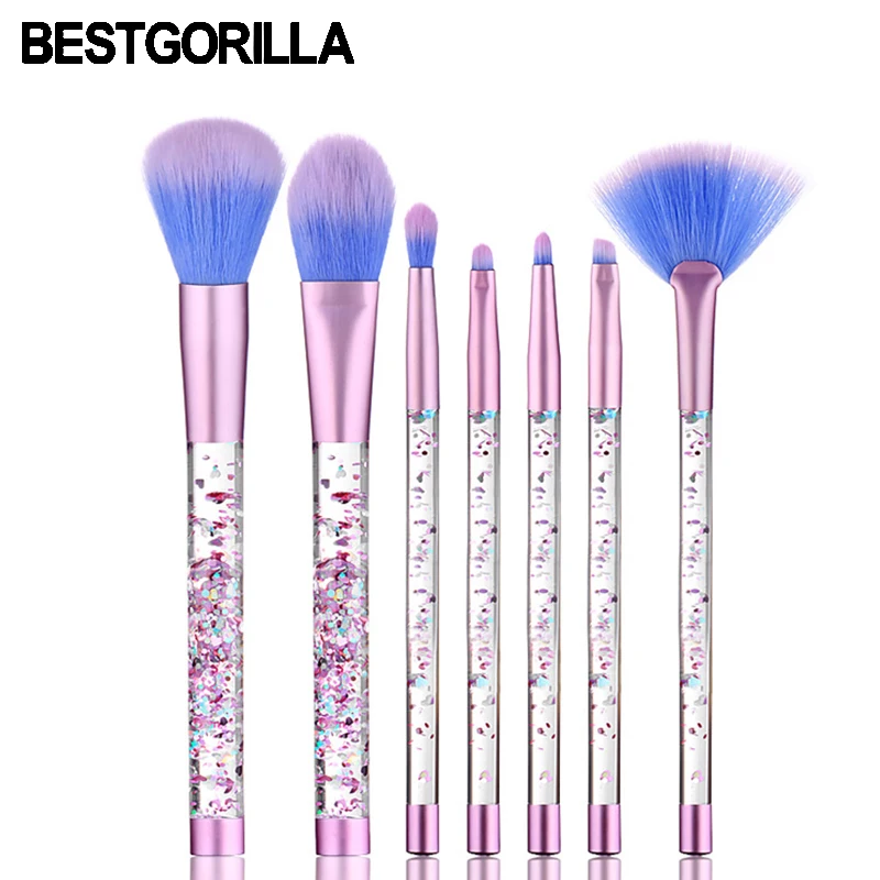 

7pc/set crystal quicksand Makeup Brushes Set Cosmetic Foundation Eyshadow Blusher Powder Blending Brush beauty tools kits