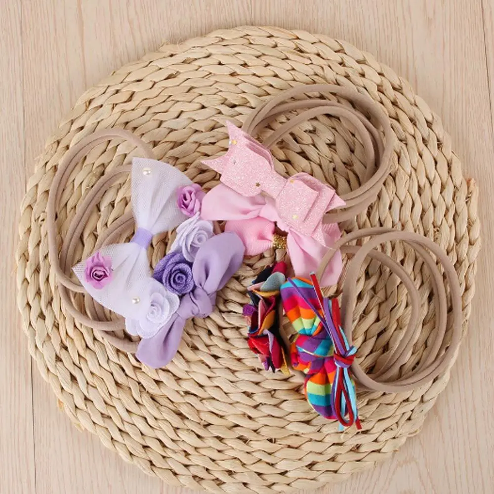 

HOT 3Pcs/set Children Kids Girls Flower Bow Headband Hair Accessories Colorful Lovely Soft Skinny Elastic Nylon Headwear
