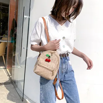 

2019 Newly Women Lady Cute Color Matching Wild Fashion Casual Leisure Travel Bag Student Bag Straw Backpack Mochila Feminina 50