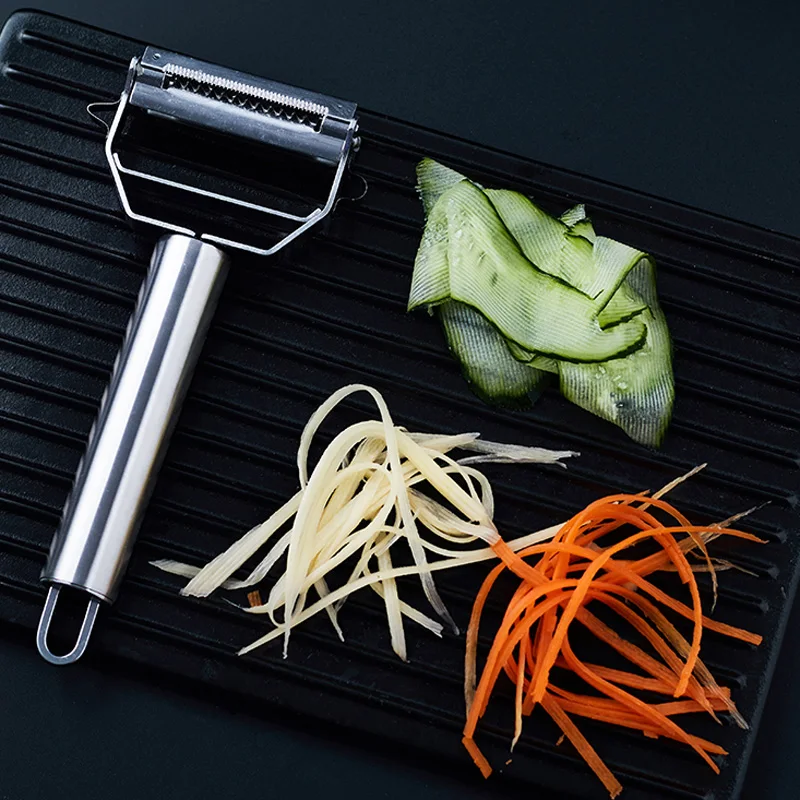 Dual Fruit Vegetable Peeler Julienne Peeler Sharp Stainless Steel Potato Carrot Peeler Metal Double Planing Grater Kitchen Tools (5)