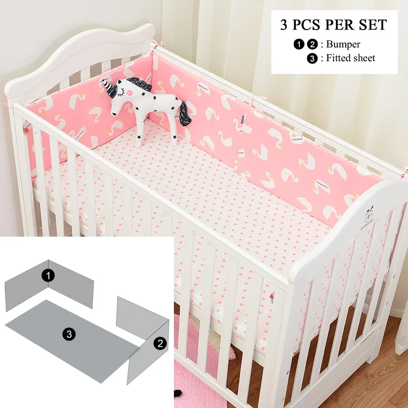 Muslinlife Ins ярко-розовый Гусь хлопок кроватка Постельное белье для новорожденных, костюм для 130*70 см кроватка кровать для детей от 1 года до 5 лет шт./компл - Цвет: 3pcs set