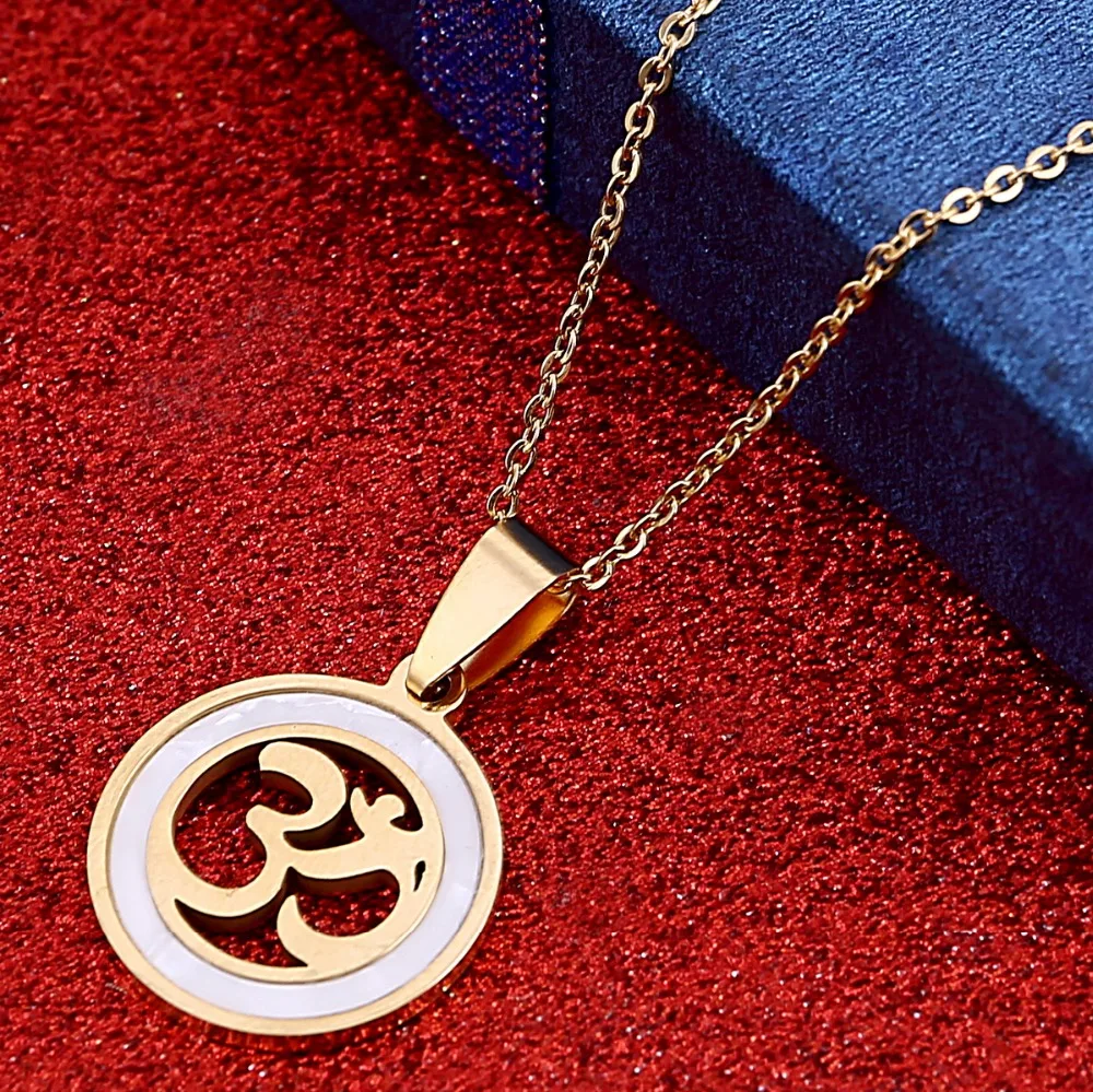 Small Round Yoga Charm Necklace Pendant For Women Indian Hindoo Ohm