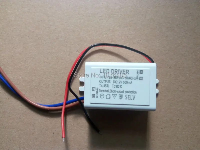 

20pcs led driver 12v power supply AC/DC LED Adapters 6w 500mA Driver transformateur 220 to 12v 5A
