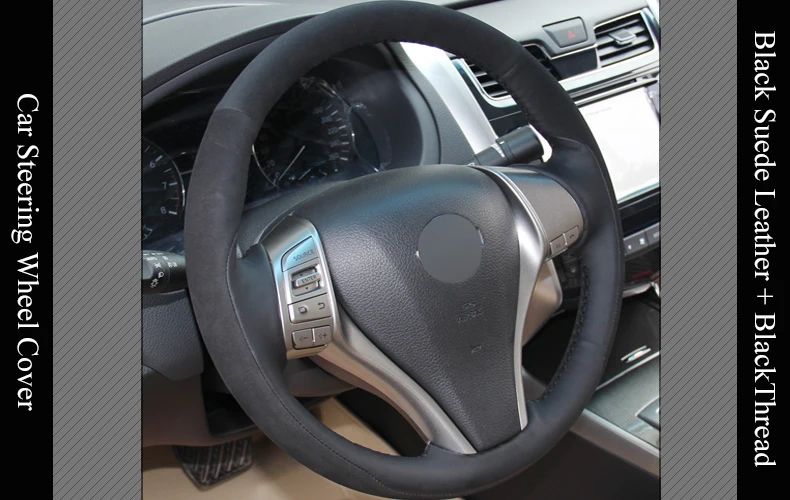 LQTENLEO черная кожа замша DIY Автомобильный руль Крышка для Nissan Teana Altima 2013- X-Trail Qashqai- Rogue