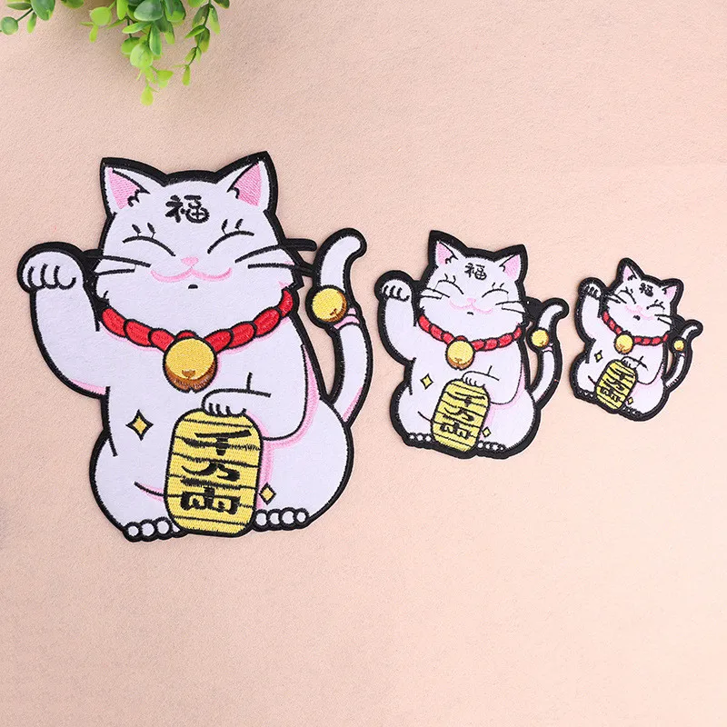 DoreenBeads 1 шт., милые нашивки с изображением из мультфильма Lucky Cat, вышитый талисман, нашивки для одежды, сделай сам, аппликация в полоску, наклейки для одежды