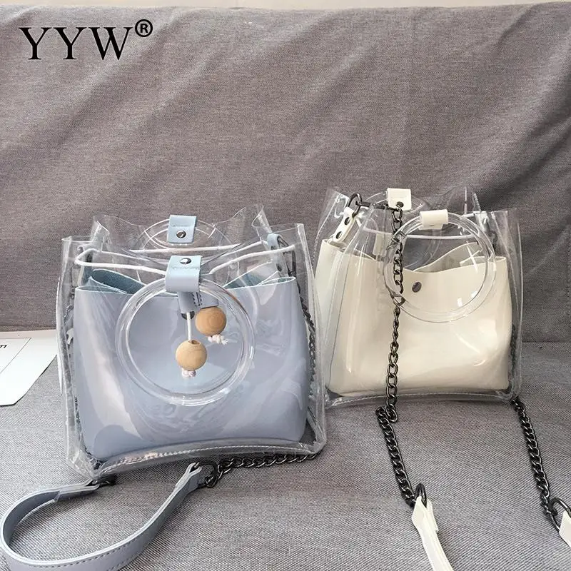 Satchel Handbag Women Bag Clear Jelly Transparent PVC Bag Candy Color