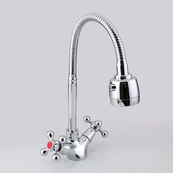 

Basin Faucets Brass Polished Chrome Deck Mounted Square Bathroom Sink Faucets 1 Hole Double Handle Hot And Cold Water Tap