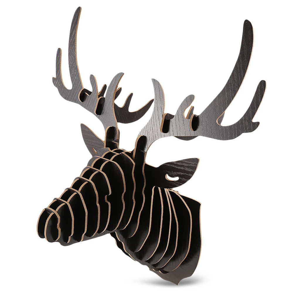 Wooden Elk Head Wall Hanging Art Craft Home Decoration Home Decoration