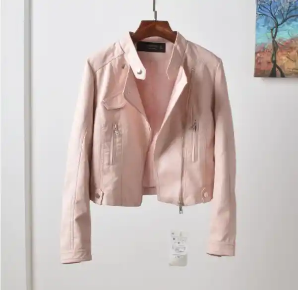 jaqueta couro rosa