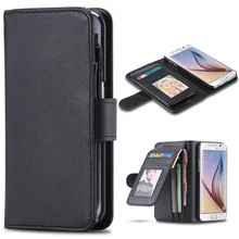 Leisure Wallet Case For Galaxy S6 S6 Edge Note 4 Leather Classic Black Folded Cover for