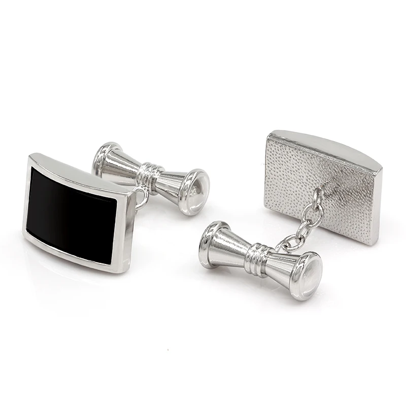 

Black Onyx Chain Design Silver Plated Cufflinks Shirt Cuff Chain Cuff Links155883