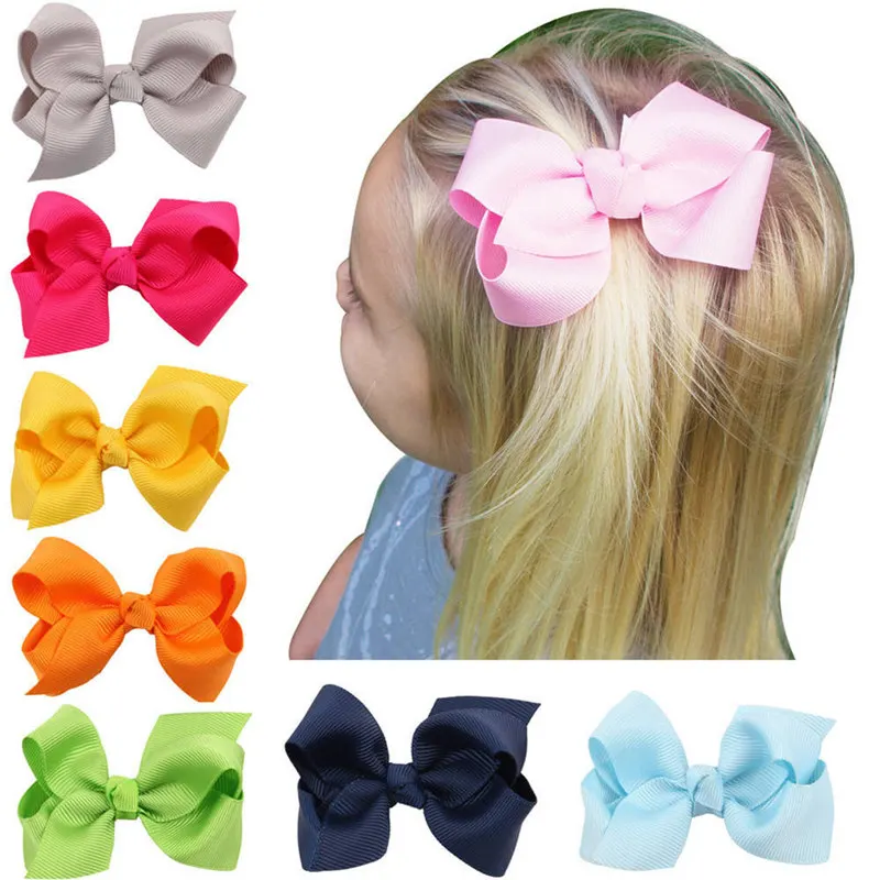 

2 Pcs Ribbon Bows With Hair Clips Baby Girls Little Hair Clip Solid Bows Children Accessories For Hair Cute Kids Hairpins