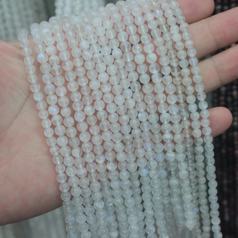 

4mm 6mm white moonstone beads natural stone beads DIY loose beads for jewelry making strand 15" free shipping wholesale !