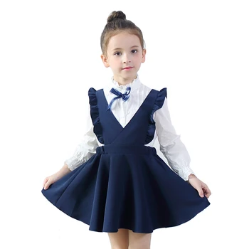 

Spring Girls school Dress Kids Suspenders Costume Children Preppy Style for School Student Clothing for 3y-10y