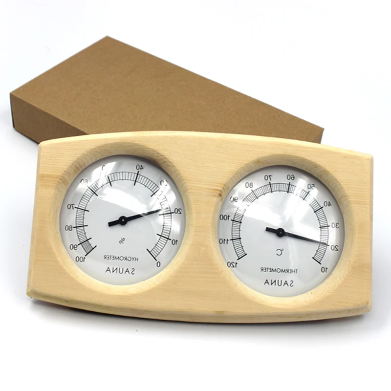 Sauna Thermometer / Hygrometer - Wood Framed Metal - Sauna Thermometers