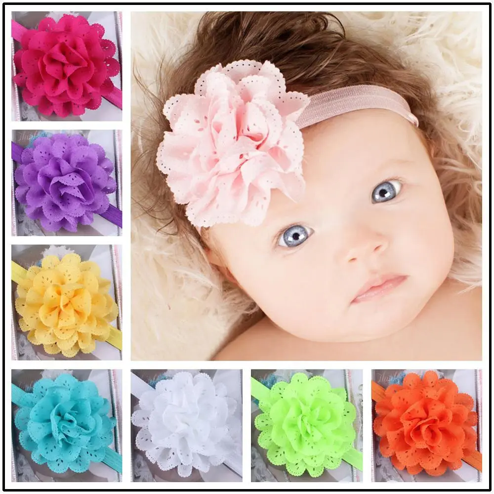 Newborn Baby Girl Kids Infant Headband Foot Flower Elastic Hair Band Accessories 