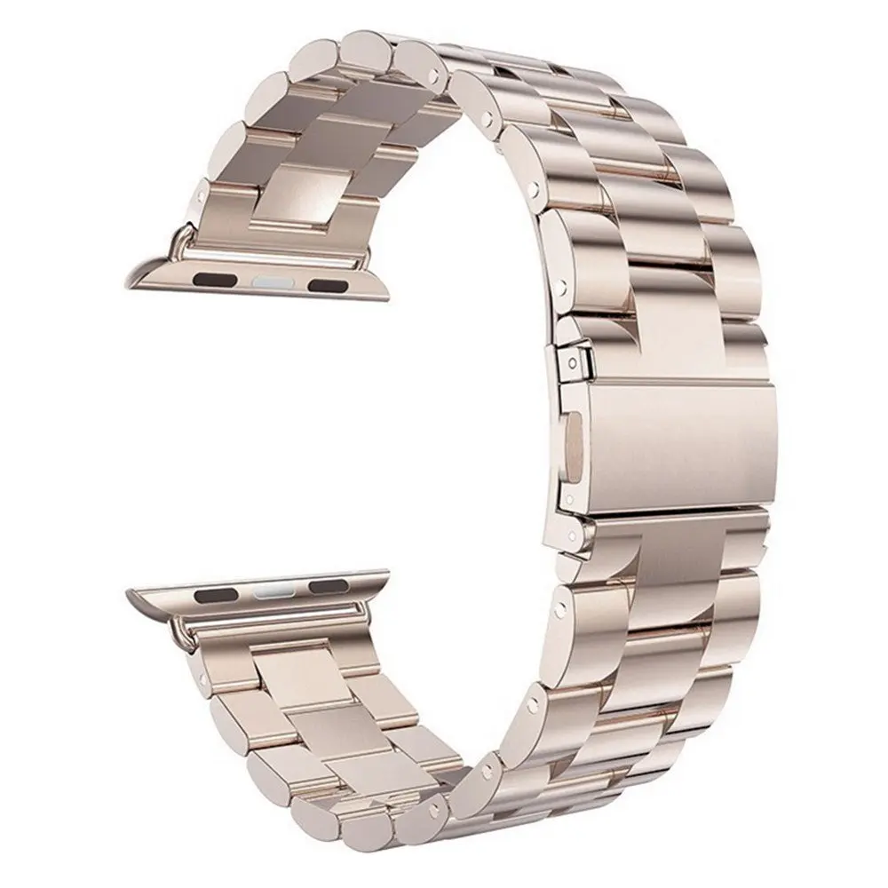 Металлический ремешок из нержавеющей стали для Apple Watch Series 5 1 2 3 4, сменный деловой ремешок для iwatch 38 мм 40 мм 42 мм 44 мм - Цвет ремешка: champagne gold