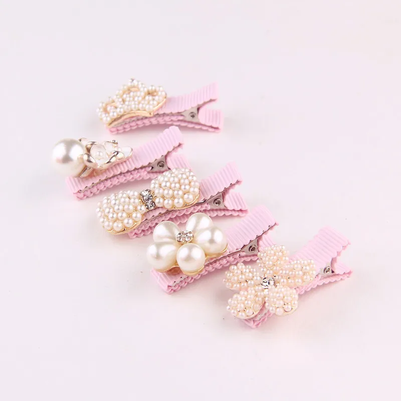 

New Baby Hair Clips Crown Pearls Hairpins Children Hair Accessories Protect Well Wrapped Bow Pearls Princess Barrette Hairpins