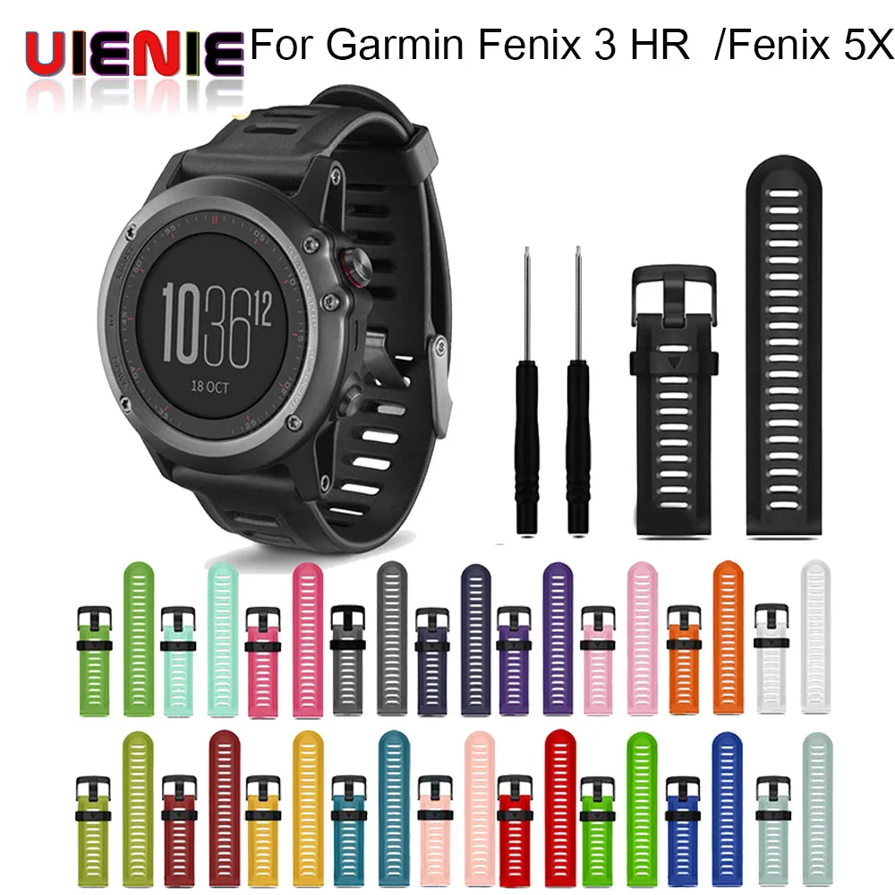 

Hot Colorful 26mm Sport Silicone wrist Strap Watchband for Garmin Fenix 5X Replacement bracelte for Garmin Fenix 3 HR watch Band