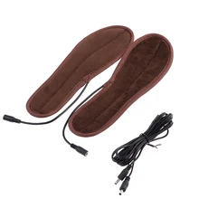 Новинка; USB электрические стельки; зимняя теплая обувь для ног с питанием от плюшевого меха; нагревательная стелька