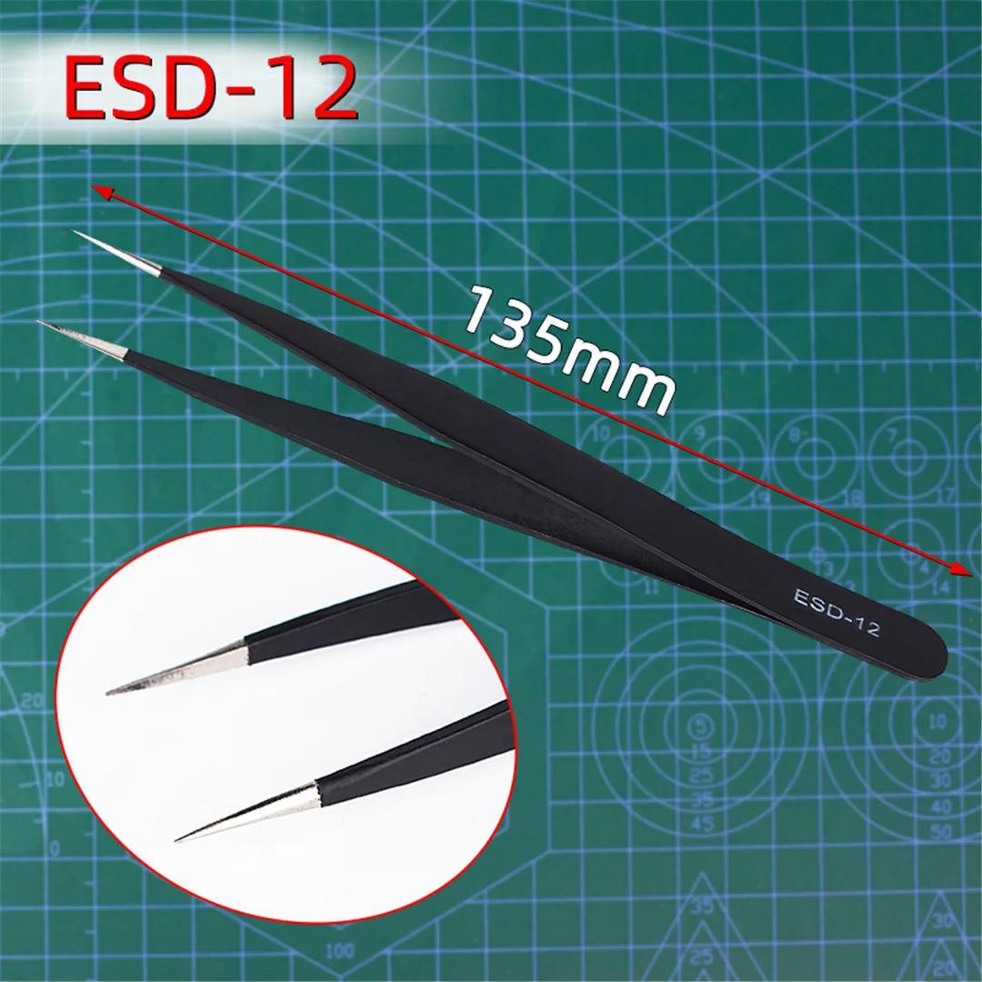 Металлические антистатические ЭСР антистатические пинцеты из нержавеющей стали набор ремонтных инструментов для технического обслуживания набор антистатических моделей ручные инструменты