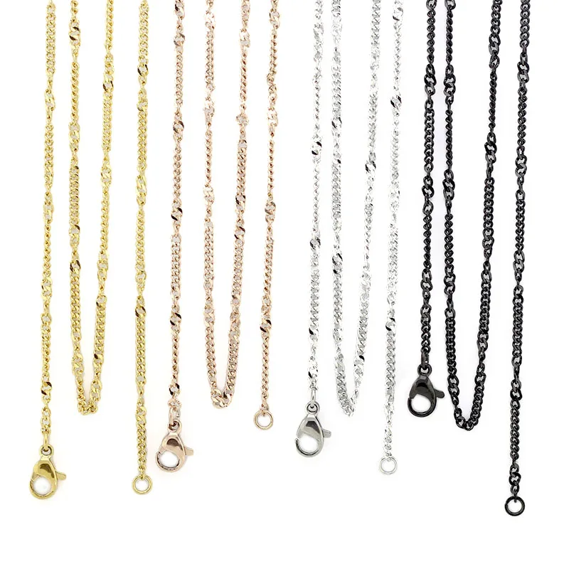 

Fashion 18'' 20'' 24'' 28'' 32'' Silver/Rose Gold/Gold/Black 1.8mm 316 Stainless Steel Elegant Chain Pendant Necklace