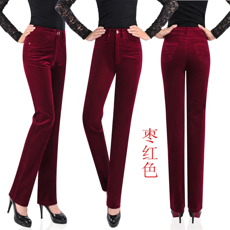 Женские осенние вельветовые брюки, женские деловые повседневные брюки с высокой талией, яркие цвета, вельветовые брюки 27-38 код A417 - Цвет: 6