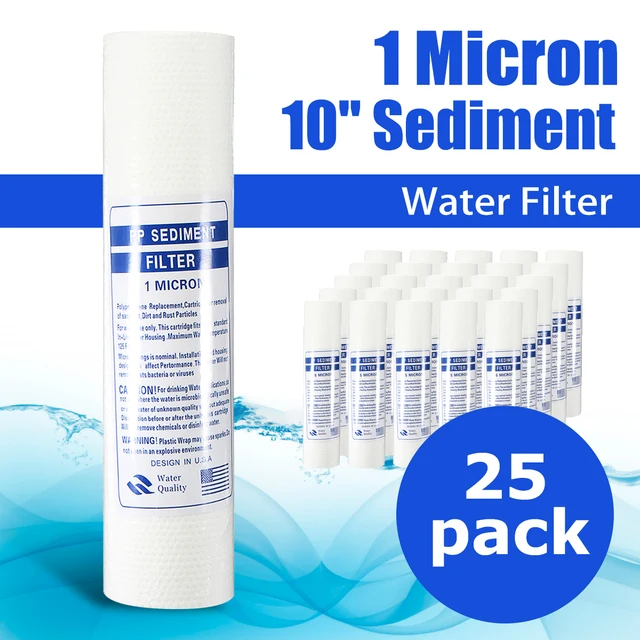 25Pcs  1/5 Micron Sediment Water Filter Purifier Cartridge Reverse Osmosis 10 Inch PP Cotton Filter Element Ultra Filtration