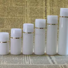 50 мл 100 мл белая крышка флаконы с вакуумным насосом с Золотая линия пластмассовая Вакуумная бутылка вакуумные косметические контейнеры для лосьонов 10 шт./партия