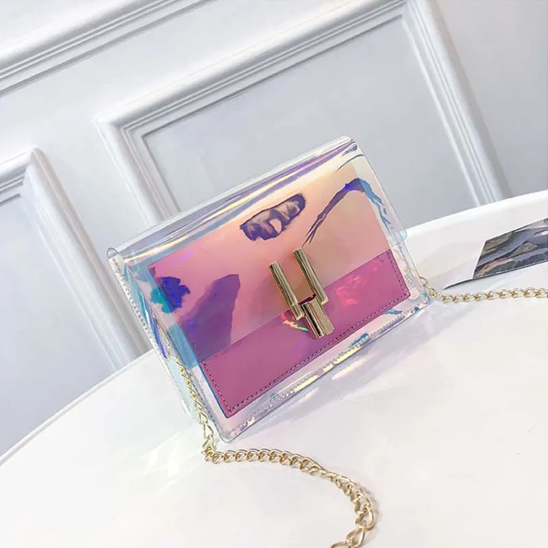 

Women's Small Tote Messenger Bags 2019 New Fashion Laser Crossbody Bags Unique Design PVC Jelly Small Tote Messenger Bags TBG198