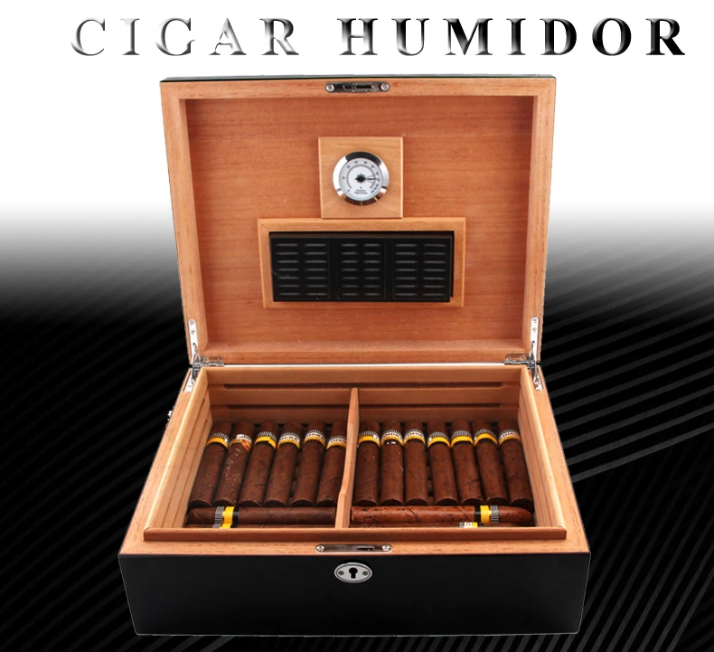 COHIBA кедровая древесина для сигар Humidor Box Пуро Чехол W/увлажнитель с гигрометром черный ящик для сигар Charuto Fit 75 Cuba сигары