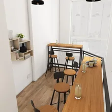 Барный стул твердое дерево, кованое железо барный стул высокий табурет молоко чай Кафе Магазин Ретро высокий барный стул