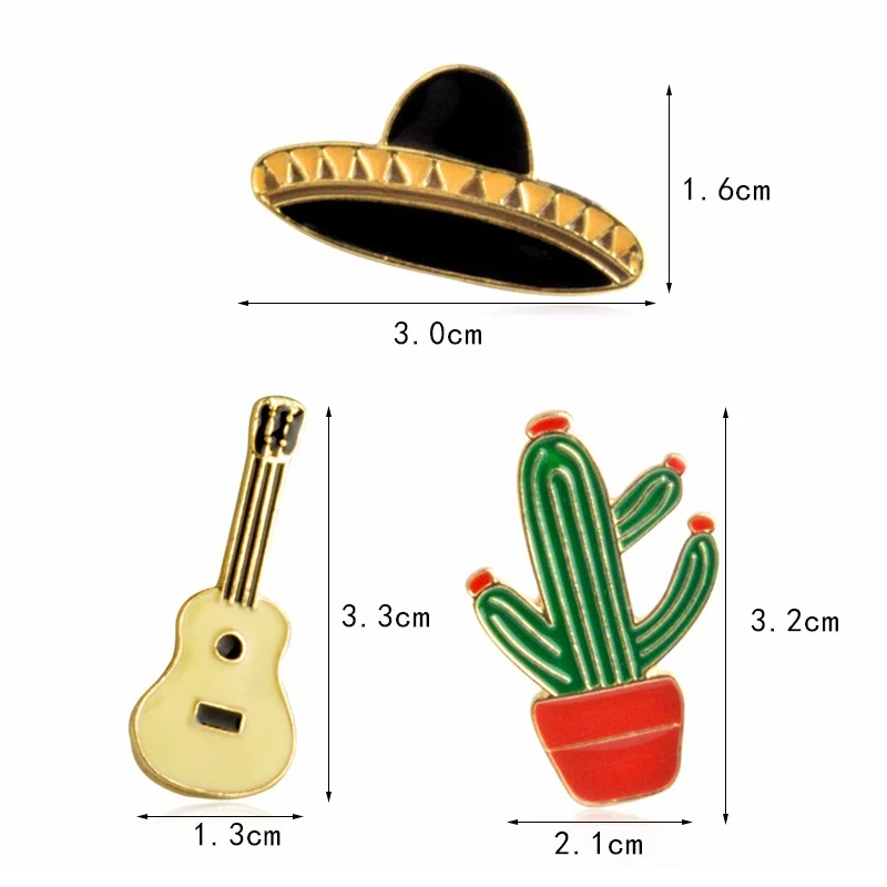 Будьте западным ковбоем! Шляпа гитара мексиканский кактус прерия музыкальный фестиваль эмаль значок металлический для девочек украшение для джинсовой сумки подарок