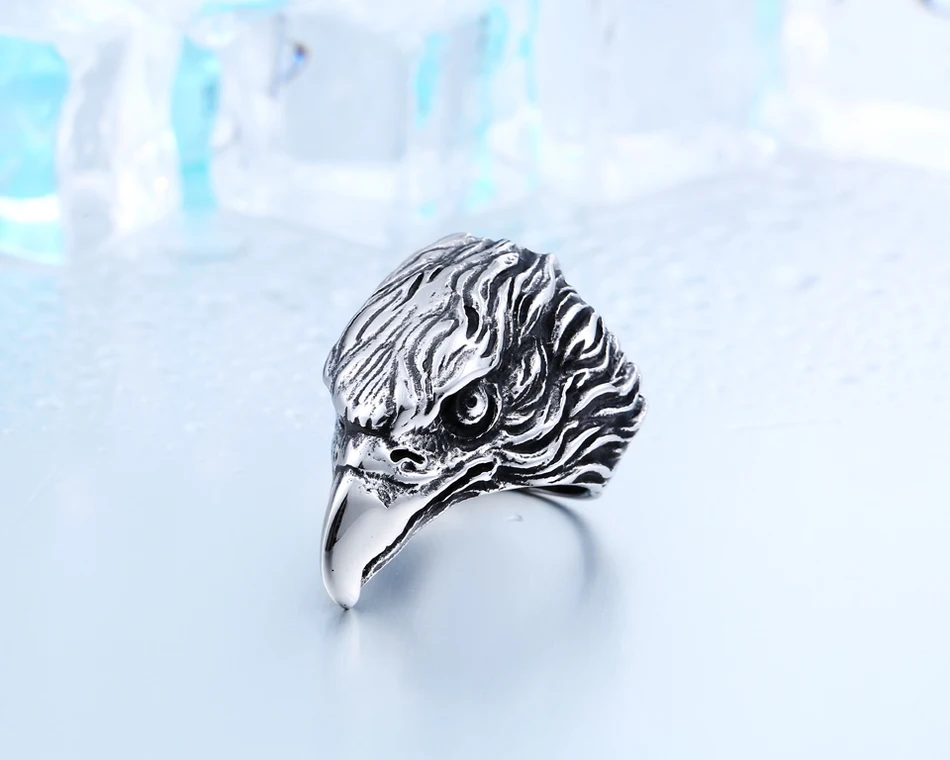 Drop Ship 316L Stainless Steel For Man High Quality Cool Punk Eagle Men's Animal Ring BR8-436