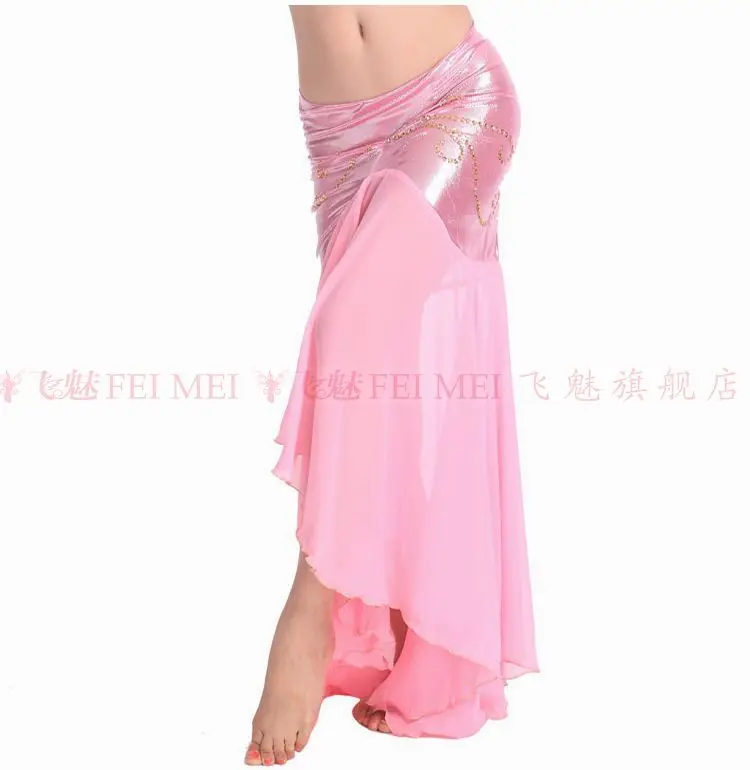 Новые костюмы для танца живота сексуальный старший шифон Fishtail юбка для танца живота для женщин юбки для танца живота - Цвет: Розовый